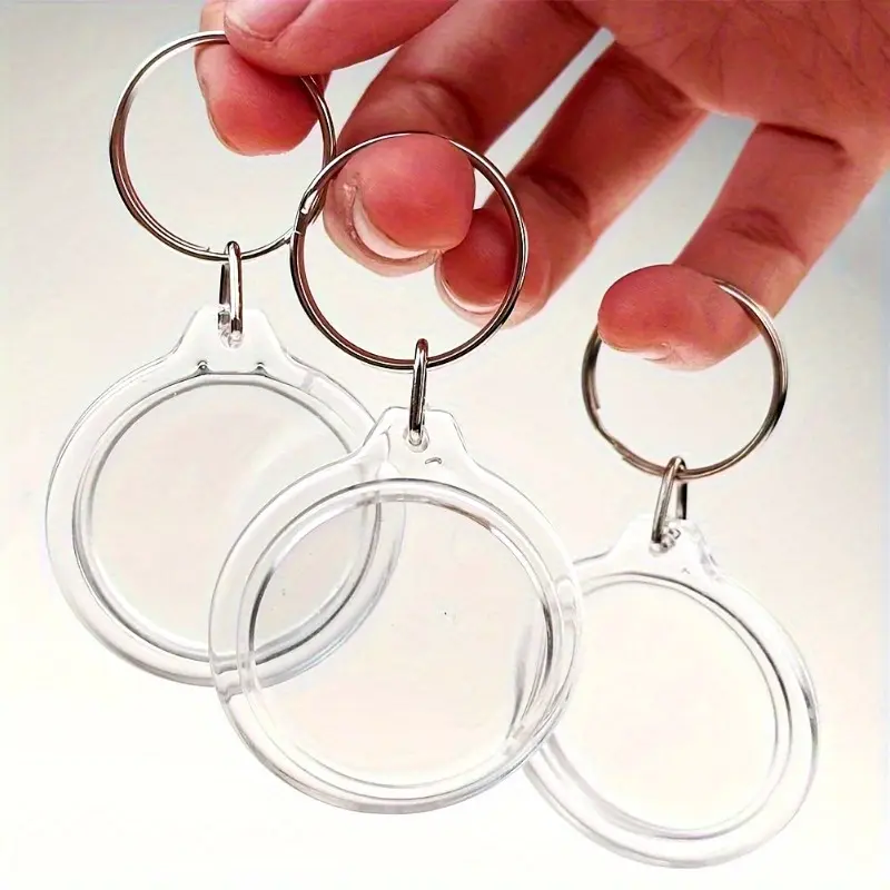 Photo Frame Keychains for Men, Transparent Round Photo Base Setting Keychains