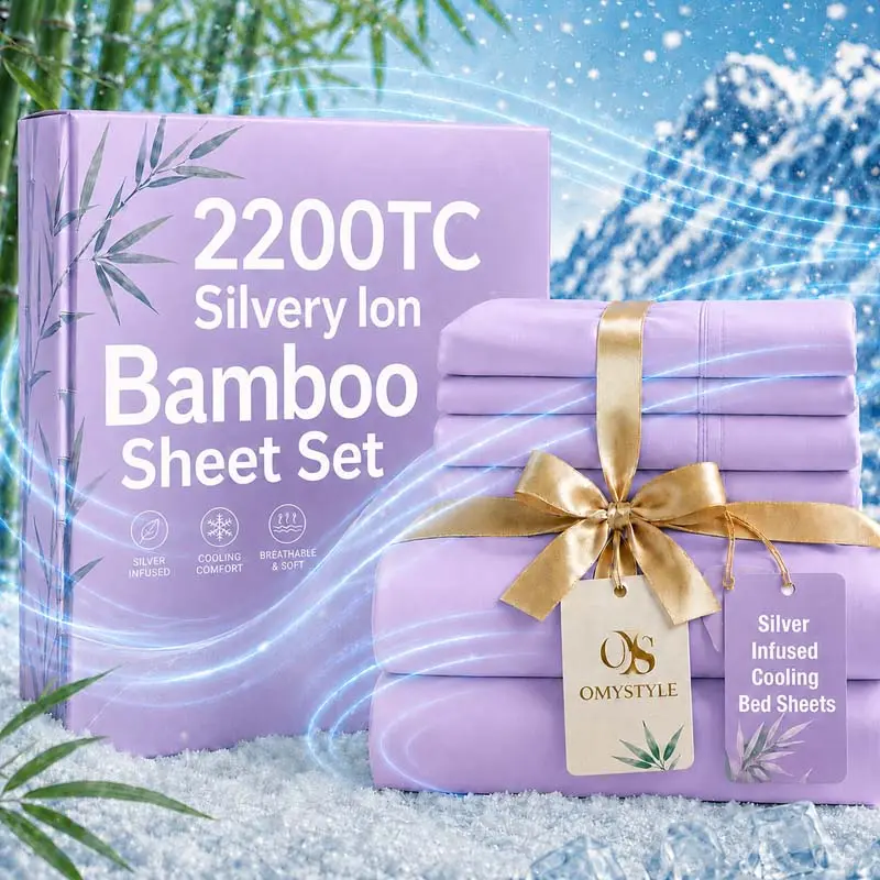 OS OMYSTYLE 2300TC Silvery Lon Bamboo Sheet Set-4/6pcs, Luxuriously Soft, Cooling ChildrenBedding, Moisture Wicking- And Shrink-Resistant, 16" Deep Pocket Design ForBreathability And Coolness Suitable for Bedroom Decor And Accessories, Hallween Gifts