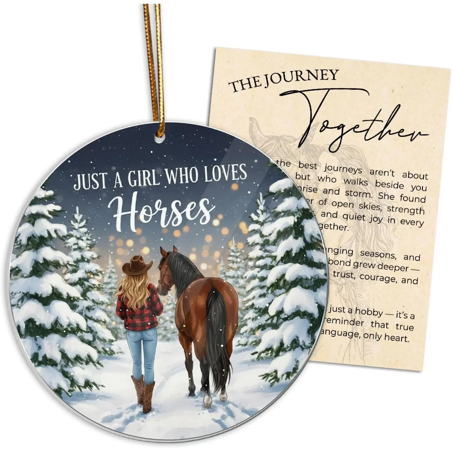 Horse Ornament Gifts for Women, Horse Lover Christmas Ornament for Women Girls, Equestrian Tree Ornament,  for Cowgirls, Horse Riders, and Horse Moms, White Elephant Gifts