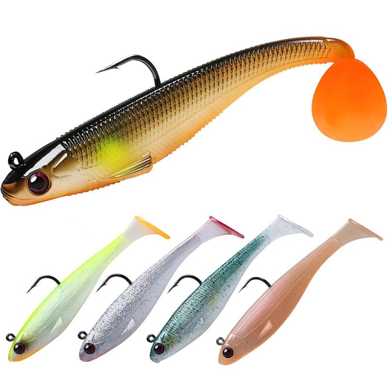 Random Color Pre-rigged Jig Head Soft Fishing Lures, 5 Counts/set ...