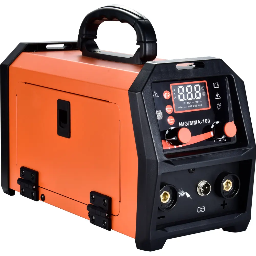 MMA MIG 160A Welder 4-in-1 Portable Inverter Welding Machine, Dual Voltage 110V/220V Electric Welding Equipment with MIG/MMA/TIG/Flux Core Welding Modes, Digital Display, Compact Welding Tool for Home DIY, Garage, Workshop, Metal Repair & Fabrication