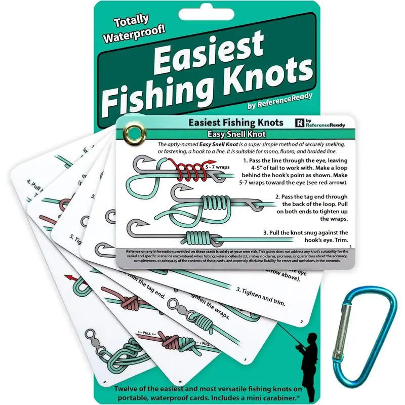 Outdoor sports Easiest Fishing Knots Pocket Guide for Beginners| Waterproof pocket fisherman guide on how to tie the 12 simplest knots.Great fishing gadget & fishing gift