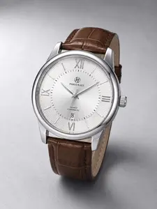 Business Men's Classic Quartz Watch  Stainless Steel Case  Dial  Roman Numerals  Leather Strap  Waterproof  Gift Idea