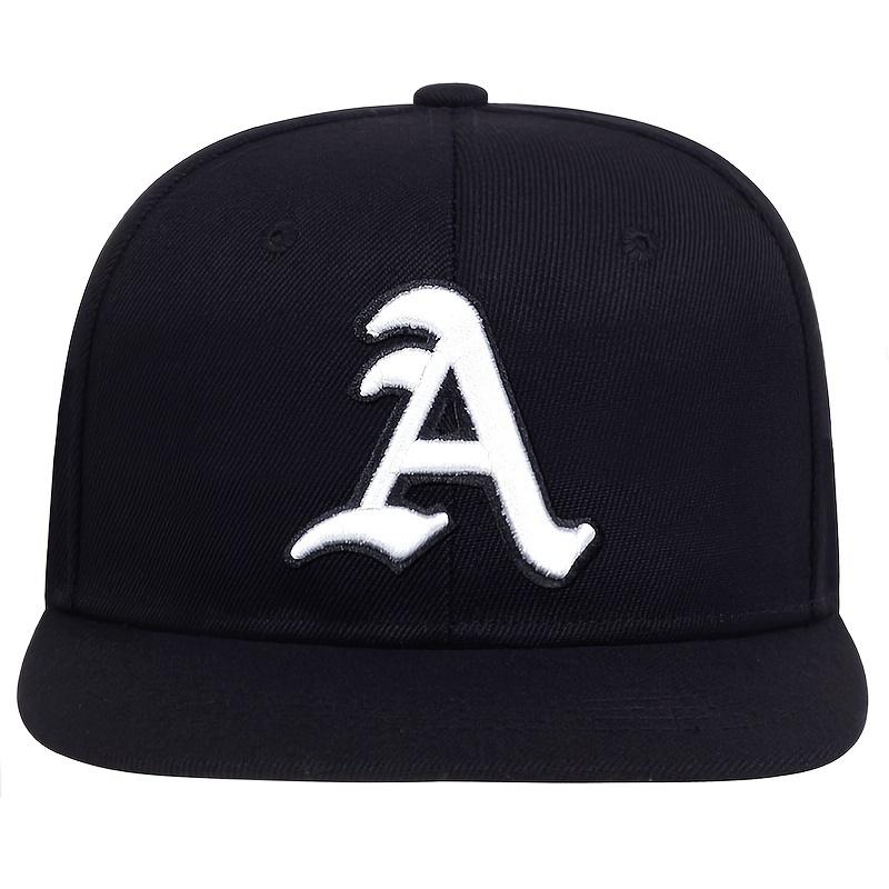 Men's Gothic "A" Alphabet Baseball Cap with Side American Flag, Hip-Hop Snapback, Adjustable Sun Protection Casual Hat for Outdoor, Travel, Beach, Party - 100% Polyester Fabric, Breathable Lightweight Design with Hand Wash Care - Single Pac