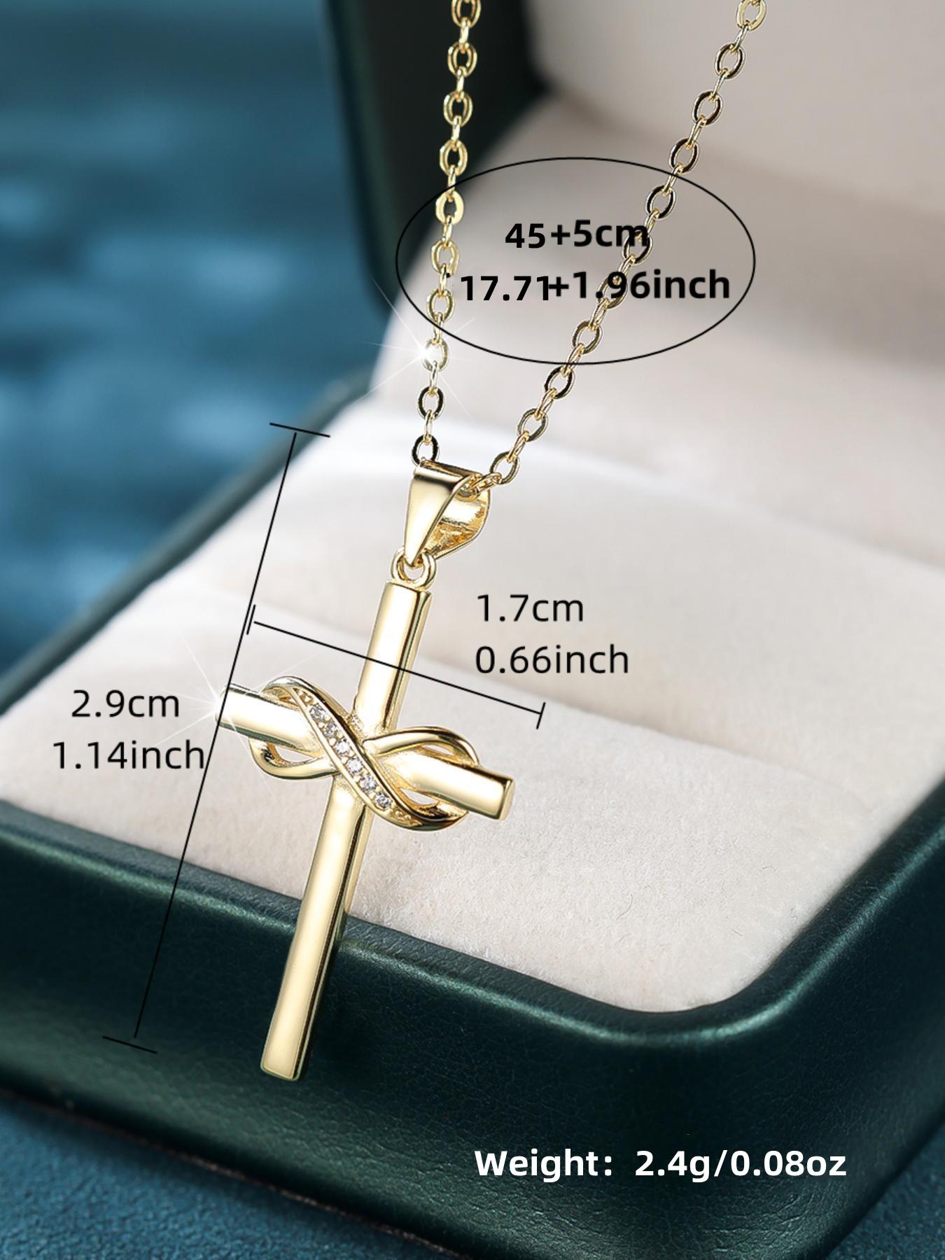 S925 Sterling Silver Infinity Cross Pendant Necklace, Elegant Women's Stackable Clavicle Chain Necklace, Dating Gift for Women & Men, Dainty cross necklace