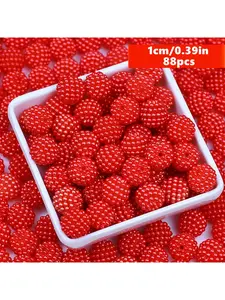 10mm 88 pieces of red bubble beads, pierced round beads, spacer beads and bead sets, creative loose beads for jewelry making, beads, necklaces, earrings, crafts - round beads with holes