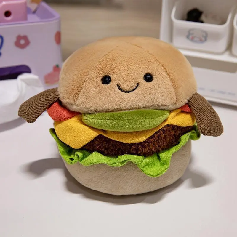 15cm Cute Cartoon Hamburger Taco Burger Plush Stuffed Toy, Creative Emotion Soft Fluffy Doll, Ideal Birthday Holiday Gifts for Kids, Burger Plush Stuffed Toys