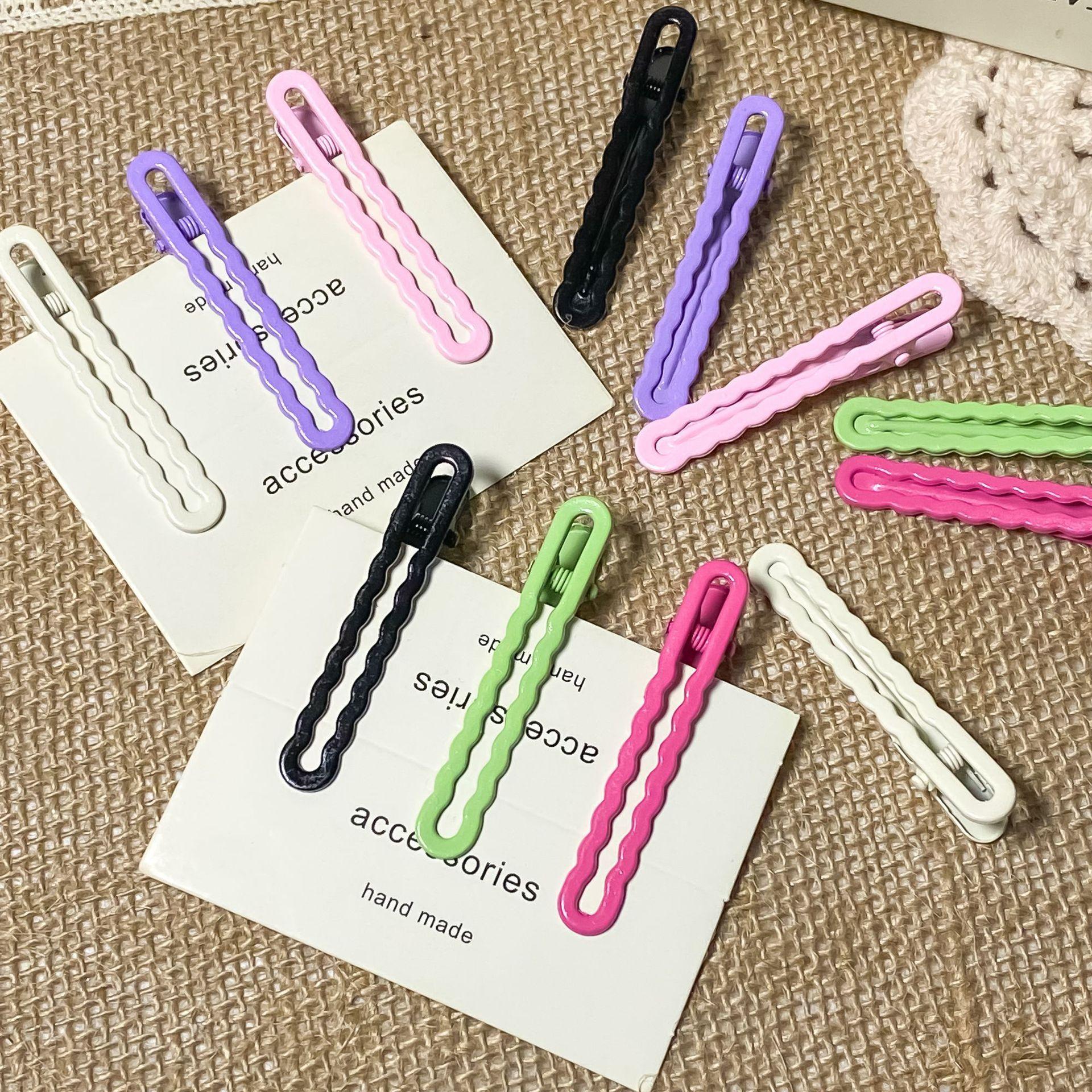 (Random Default Gift) 6cm Duckbill Clip Hairpin DIY Base Wave Clip Broken Hair Clip Bangs Clip Seamless One-word Clip Non-damaging Hair Accessories