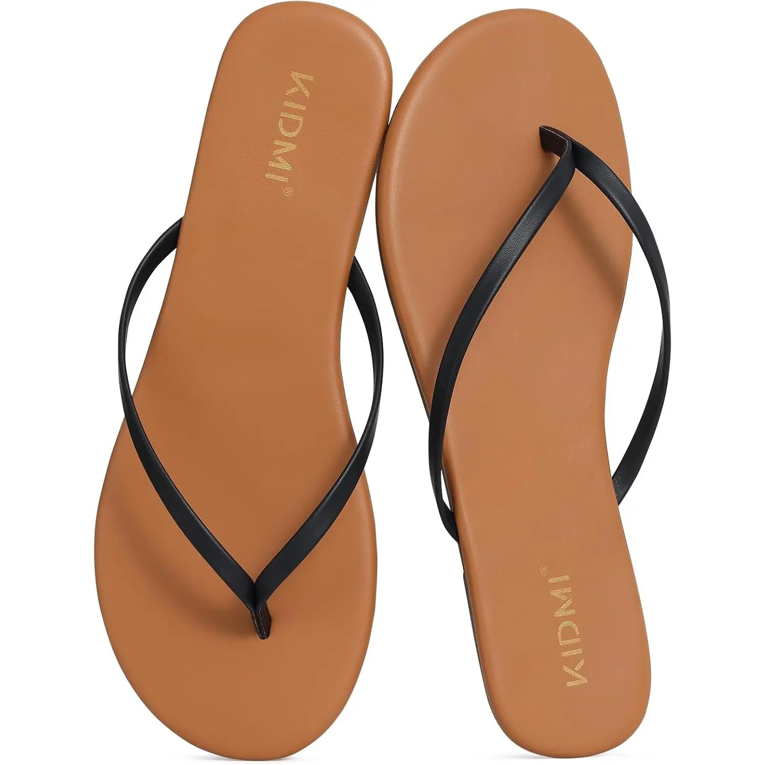 Women's Thong Flip Flop Shoes - Memory Foam Vegan Leather Open-Toe Footwear, Soft Flexible Straps, Minimalist Casual Beach Walking Shoes for Summer Travel & Daily Wear