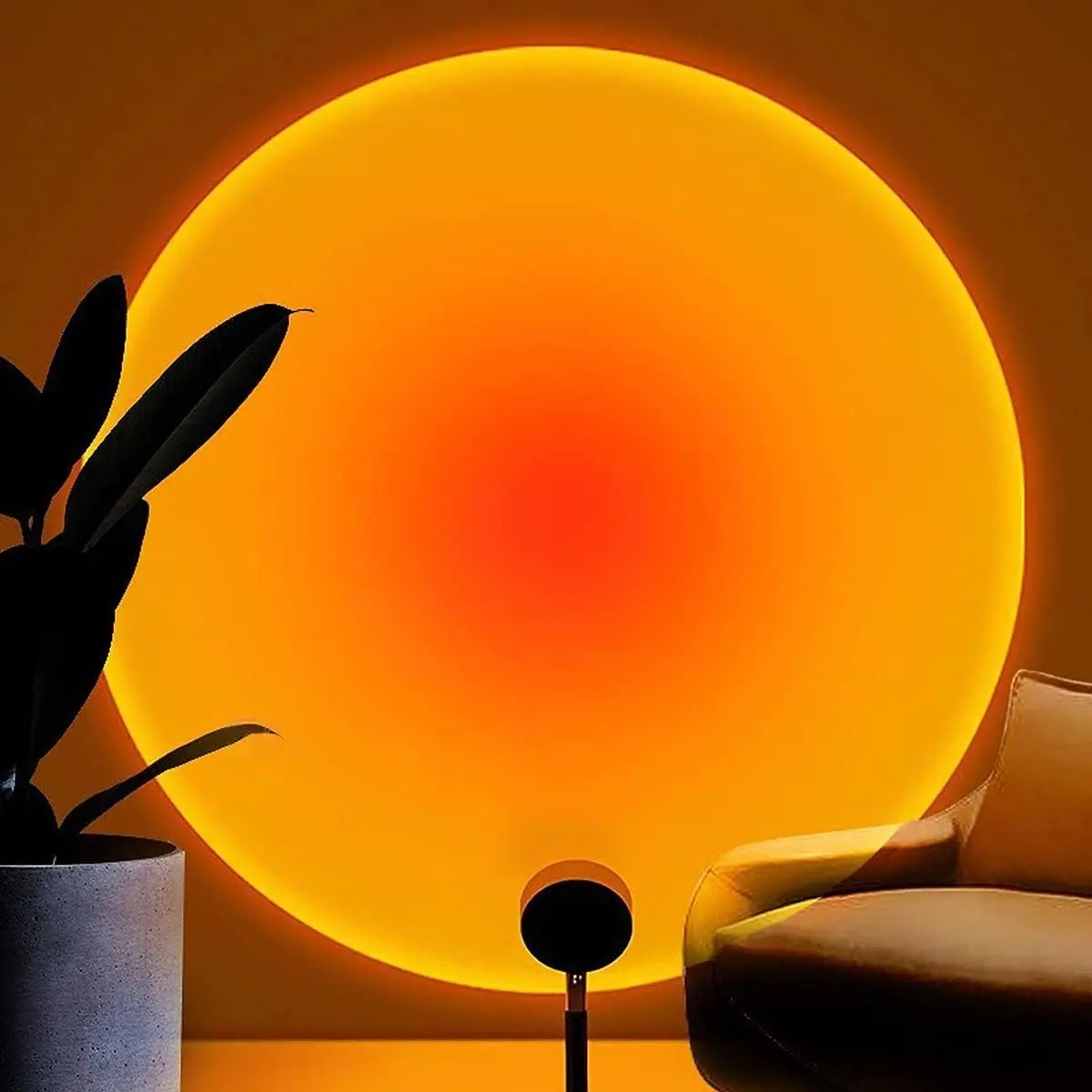Projection Rotation Sunset Rainbow Lamp Romantic Visual LED USB Night Light Modern Floor Stand Decor Light for Living Room Bedroom Home Decor (Sunset Red)