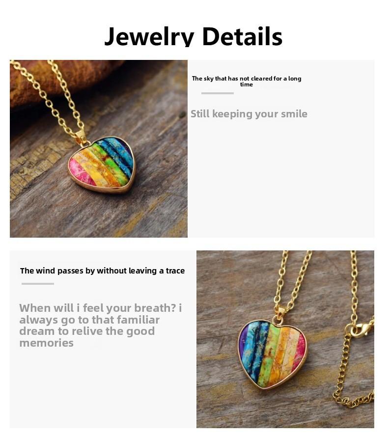 Premium Natural Imperial Stone 7-Color Heart Pendant Necklace – Luxury Classic Gemstone Jewelry – Best Gift for Girlfriend & Mom – Trending Accessory