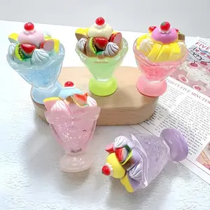 Mini Ice Cream Resin Figurine, Glowing Desktop Decor, Creative Mini Garden, Home & Car Decoration, Kids Room, Party Gift