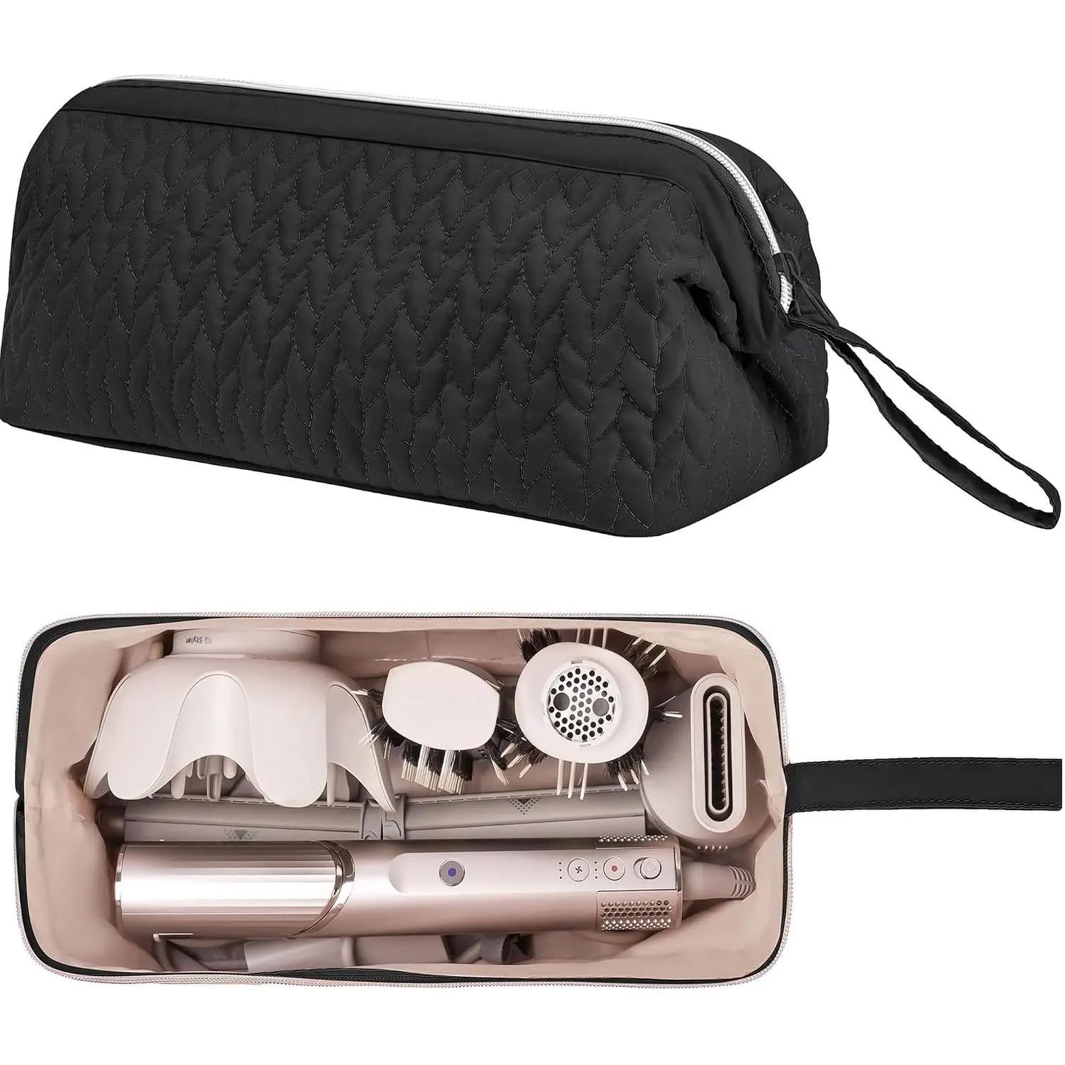 BoDoux Peach Carrying Case for Dyson Hair Dryer Brush, Revlon Hair Tools, Flat Curling Iron - Car Interior Stowing & Tidying Accessory for Travel