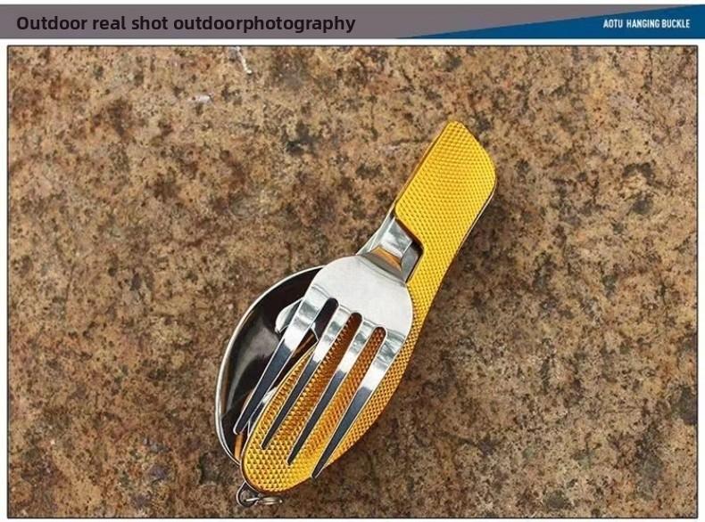 Portable Stainless Steel Cutlery Set for Travel Camping Knife Fork Spoon 3 in 1 Folding Utensils Outdoor Multi - Function Cutlery