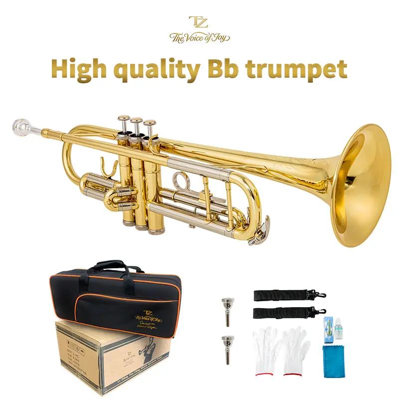 Advanced B-down tone trumpet, professional grade tone with dual tone brass silver plating process, universal for beginners to perform without debugging, ready to play out of the box