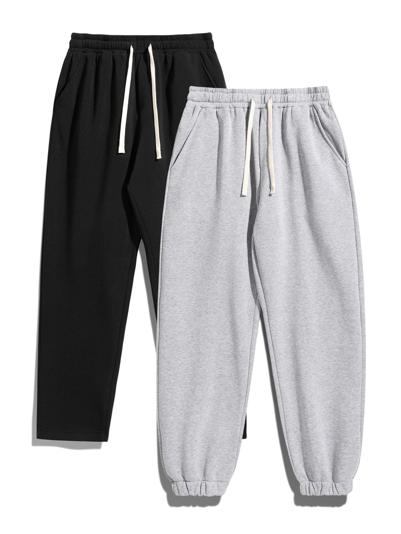 Men's Solid Thermal Lined Pants with Drawstring Waist, Comfy Cozy Regular Fit Straight Leg Trousers for Fall & Winter, Men's Bottoms for Daily Wear Thermal Menswear Fitted