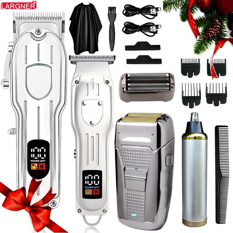 4 in 1 Hair Cutting Kit, 1 Set Professional Hair Clippers & Shaver with Digital Display, Cordless Beard Trimming Tool for Men, Rechargeable Hair Grooming Set, Multifunctional Hair Trimmer