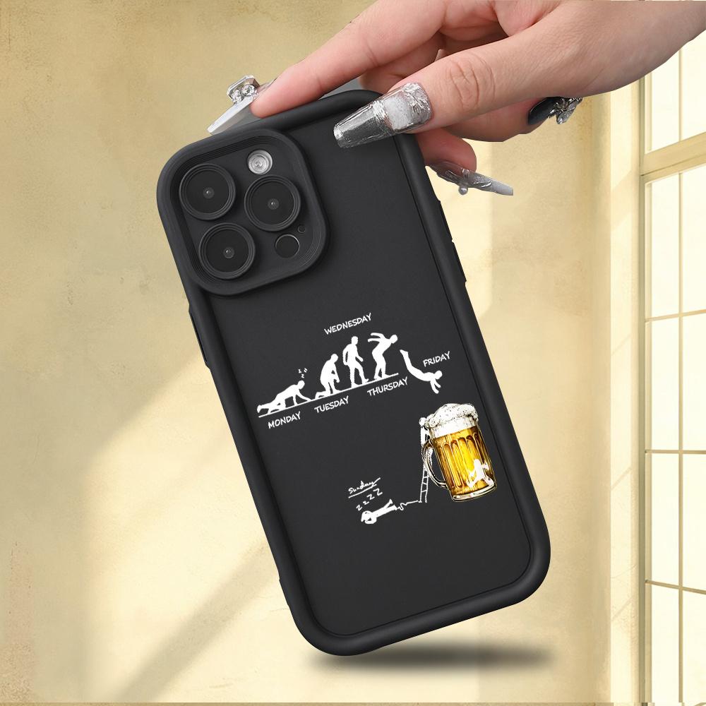 A Phone Case Featuring a Beer Drinking Pattern, Designed for Various for iphone Models Including The for iPhone 17 E Air Pro ProMax iPhone16 15 14 Plus 13 12 Mini 11 X XS XR Series. This Stylish Printed Case Makes an Excellent Gift for Friends And