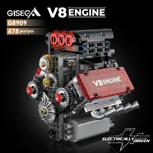 V8 Engine Building Blocks Electrically Drive Motorized Simulation Technical Car Parts Bricks Assembly Model Toys Creative Toys Birthday Christmas Halloween Gifts For Kids Adult