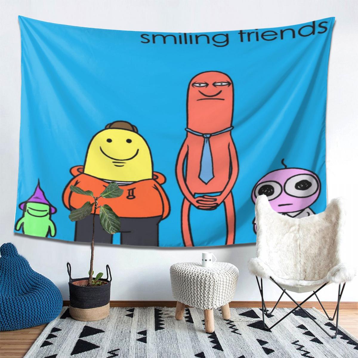 Smiling Friends style tapestry, suitable for studio, holiday courtyard, exclusive for black humor, absurd comedy, excellent choice for the one you like, exclusive gift for laughing friends