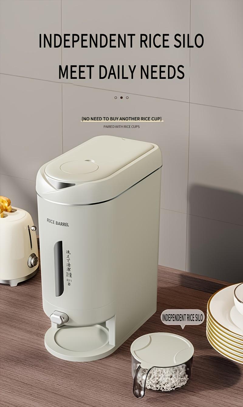 1 Pc Large Capacity Automatic Rice Dispenser, Food Grade Plastic Moisture-Proof Insect-Proof Sealed Tank, One‑Key Quantitative Rice Output, Home Kitchen Countertop Grain Storage