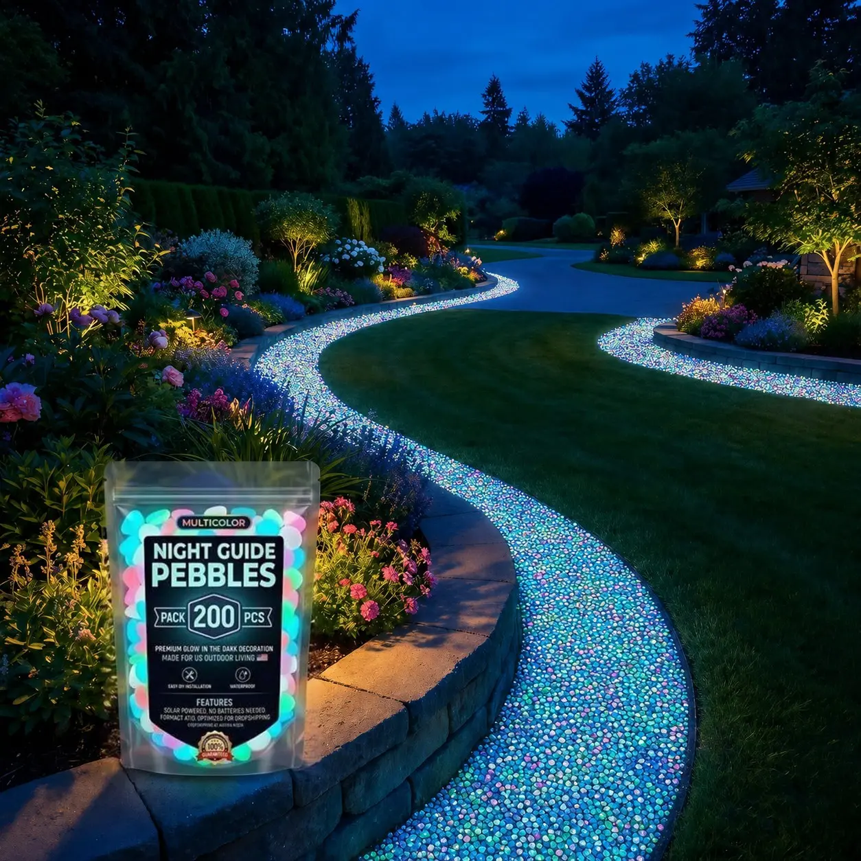 200pcs/600pcs DIY Glow Garden Stones, Resin Stones, Decorative Stones, Night Light Pebbles, Outdoor Courtyard Decor, Aquarium Decoration, Garden Accessories, Outdoor Garden Accessory