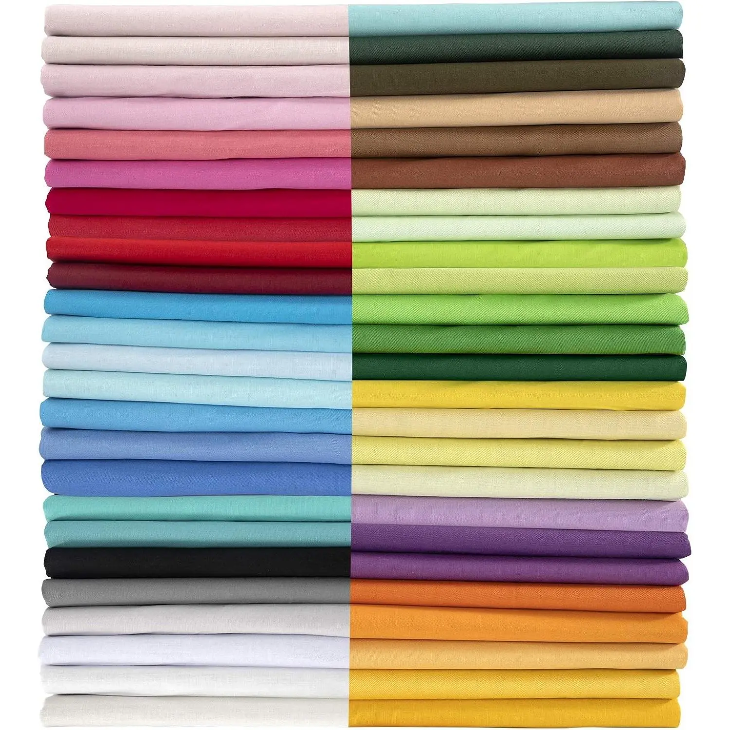 50pcs 100% Cotton Fabric Bundle 10" x 10" PreCut Fat Squares Sheets, Printed Floral & Solid Sewing Supplies for Patchwork Sewing DIY Crafting Quilting Fabric