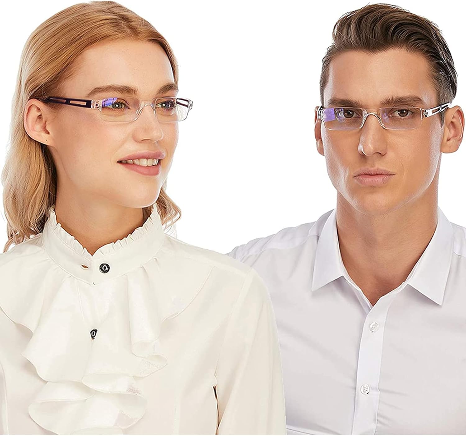 3 pairs of reading glasses, blue light blocking glasses, computer reading glasses for men and women, fashionable rectangular one-piece glasses frame+1.5(Emerald Green)