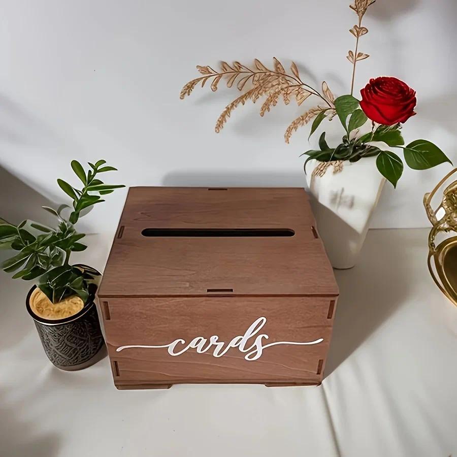 wedding card box, wooden party card box-for wedding banquet wedding invitation storage box wedding decoration ornaments, Valentine's Day, Mother's Day card storage, money box decoration