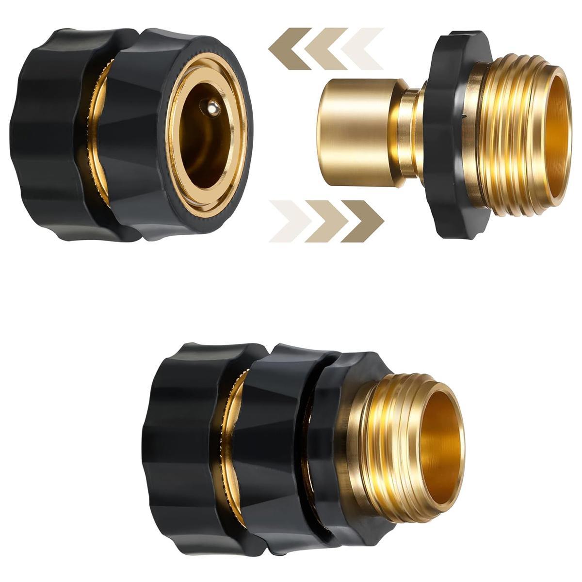 Garden Hose Quick Connector, 3/4 Inch Male and Female Garden Hose Fitting Quick Connector Rubber Washers Leak Proof Durable Aluminum, 6 Set SummerVibes