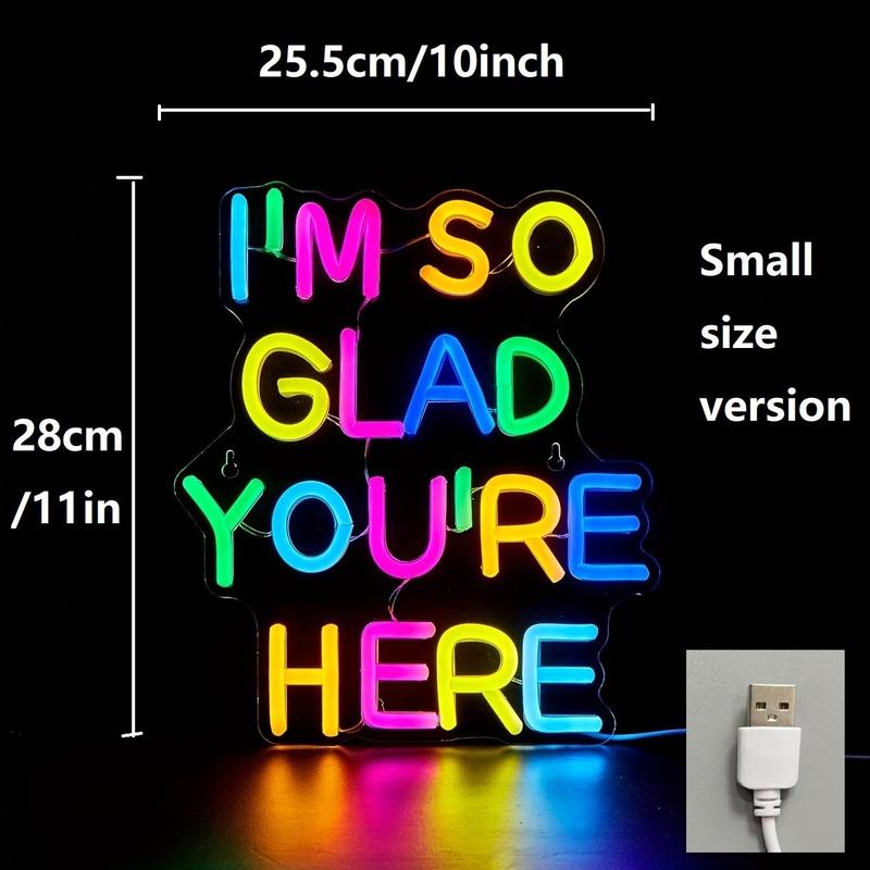 USB Powered Neon Sign, I'm So Glad You're Here Letter Shaped Decorative Neon Light, Decorative Neon Sign for Home Party & Festival, LED Neon Light USB Powered Neon Sign, I'm So Glad You're Here Letter Shaped Decorative Neon Light, Decorative Neon Sign for Home Party & Festival, LED Neon Light