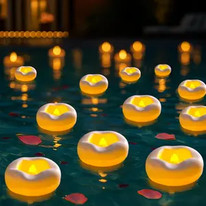 12 Pack 2.3” Flameless LED Floating Candles Water-Activated Battery Operated with 180+ Hours Runtime for Vase Pool Fountain Ideal for Wedding Party Decoration