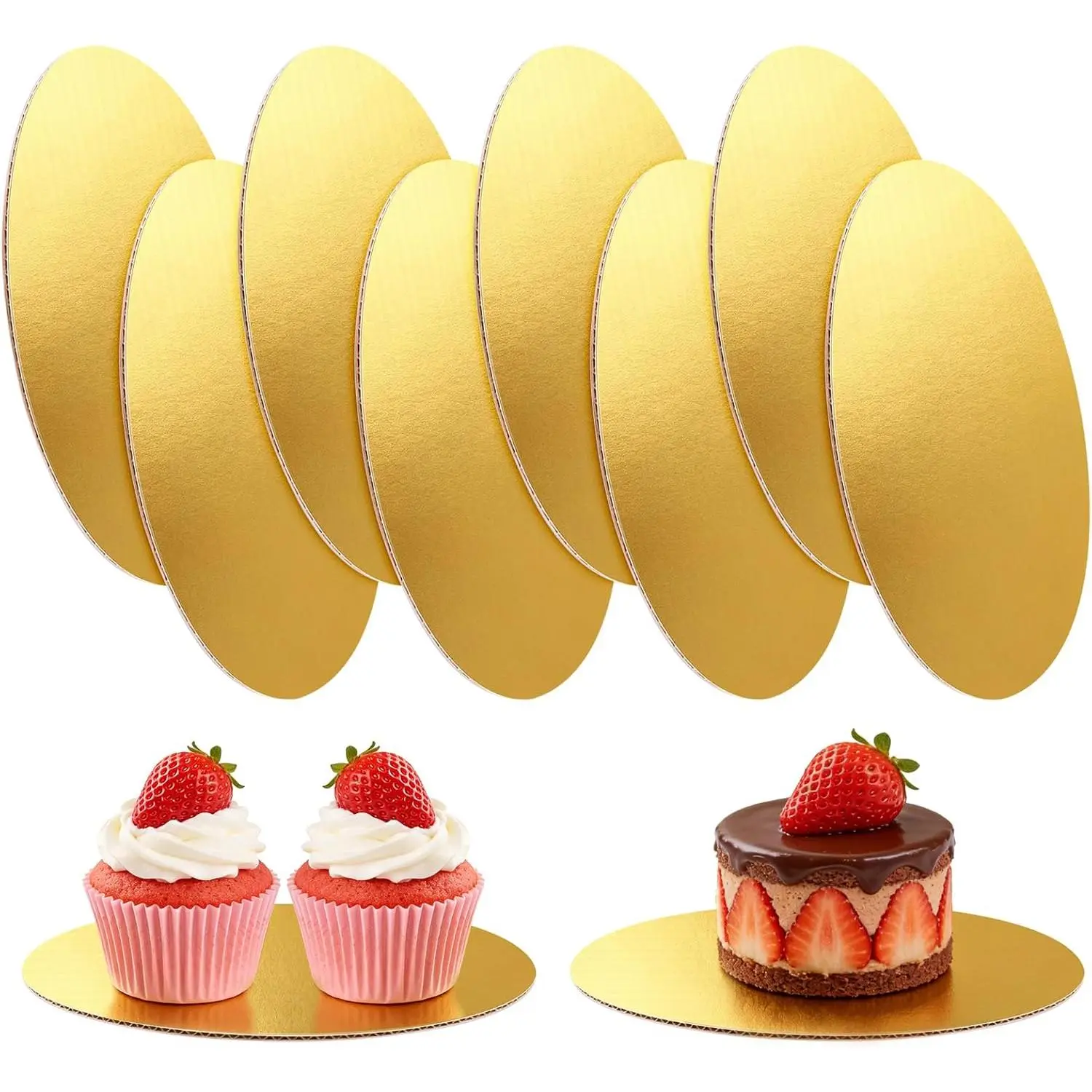 8 Pack 8 Inch Round Cake Boards, Cardboard Cake Rounds | Disposable Corrugated Cake Board, Grade,Dessert Cake Circles for Cake DIY Display,Cake Base for Wedding Birthday Party