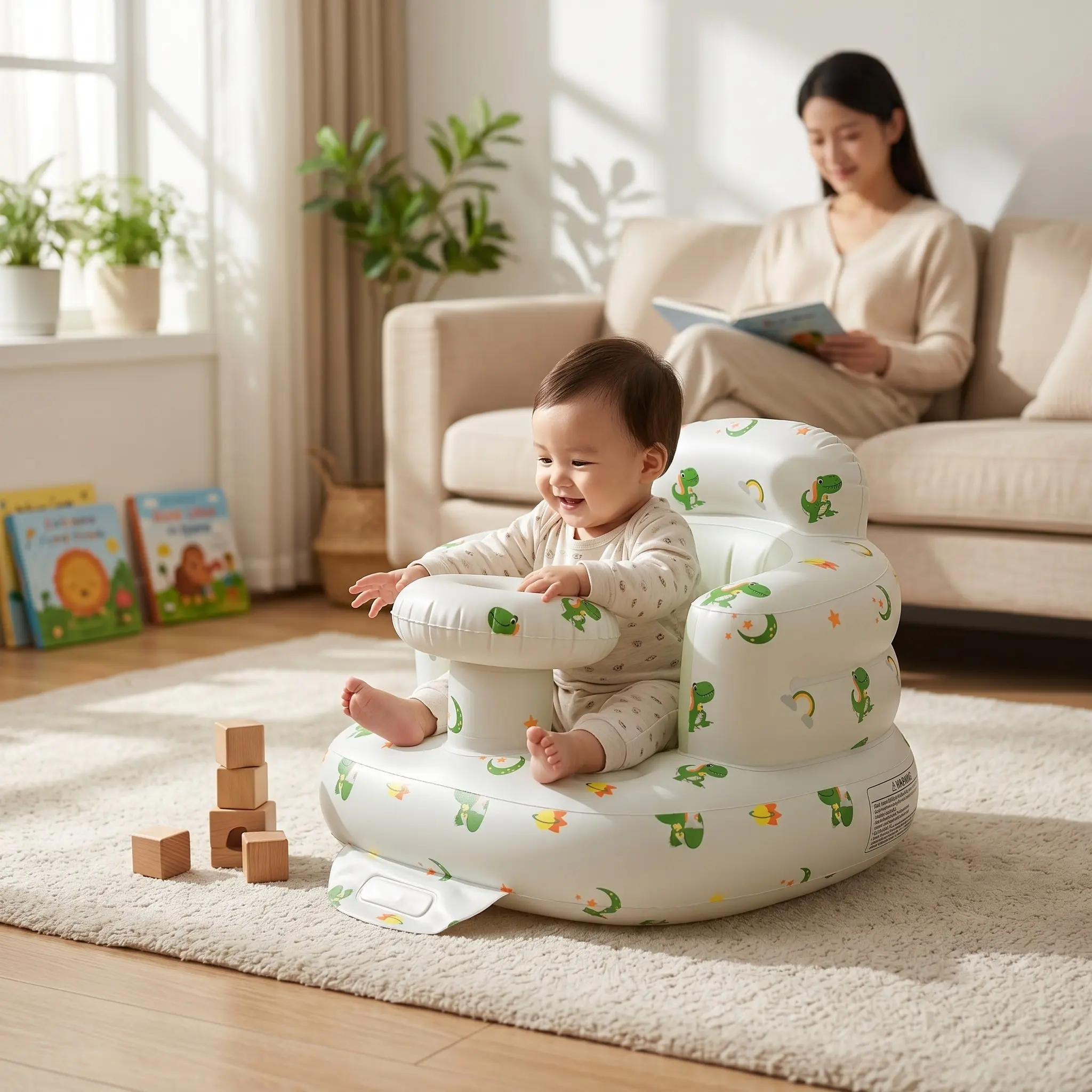 Dinosaur Planet Inflatable Chair, Luxury Lounge Sofa, Kids Dining Seat, Training Seat, Essential for Daily Space