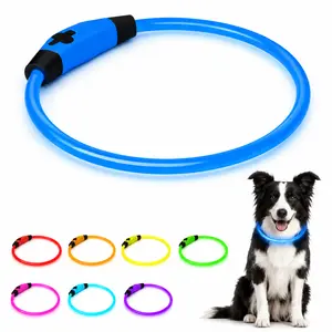 Ultra-Bright LED Dog Collar, 360° High Visibility Up to 1600ft, Rechargeable & Waterproof, Adjustable Safety Collar for Night Walking Smart Cutting Design Usb Charging Design