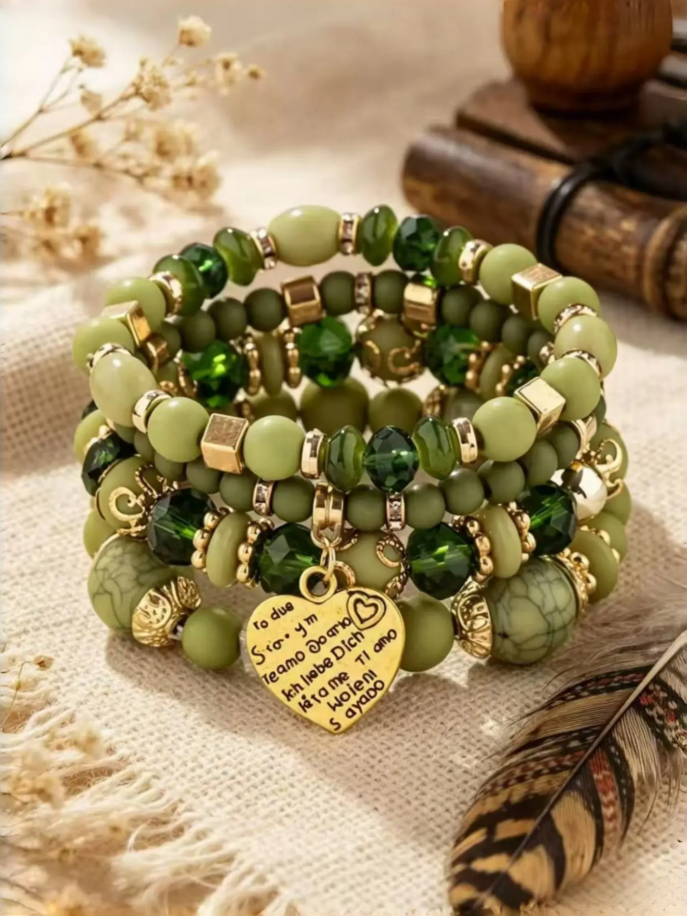 Lucky Dongling Beaded Bracelet, Attracts Wealth and Happiness, Protective and Lucky, Elastic Crystal Jewelry, Perfect Gift for Family, Elastic Bangle Bracelets