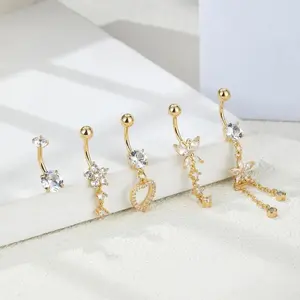 Exquisite Rhinestone Belly Ring Gift Set 30g | Fashion Women's Body Jewelry | Elegant Navel Piercing Ring for Birthday & Everyday Wear