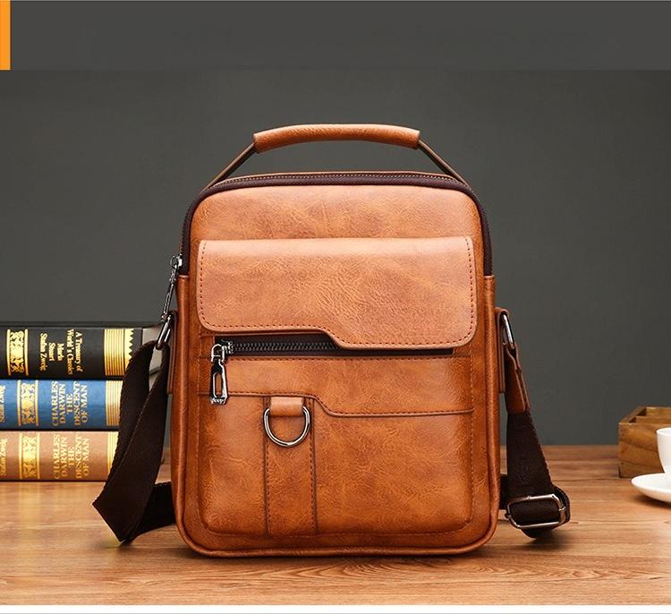 Men's Crossbody Bag, Portable Shoulder, Handheld, Casual Business, Holiday Gift, Large Capacity, Multi-compartment, with Handle and Adjustable Shoulder Strap