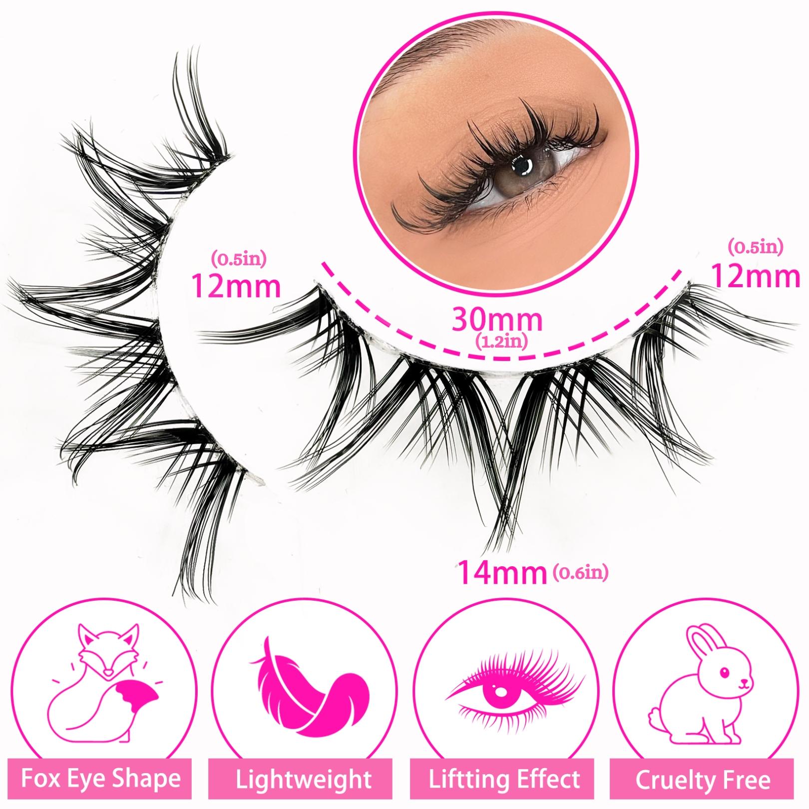 Natural False Eyelashes, 7 Pairs Wispy Faux Cluster Lashes, Volumized False Eyelashes for Women and Girls Eye Makeup Enhancement