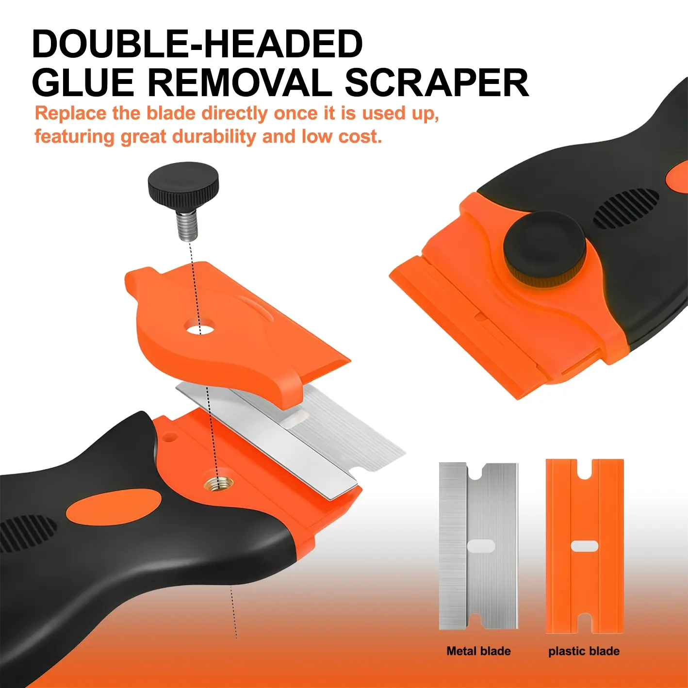 Multi-Functional Adhesive Remover Scraper, Car Glass Sticker Cleaner, Phone Repair Residue Removal Tool, Metal Plastic Blade Set