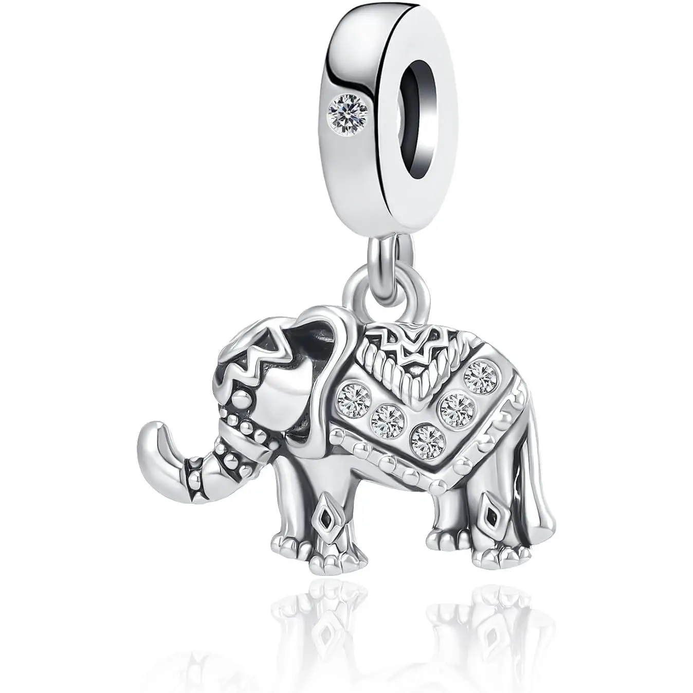Lucky Elephant   Luck  Clear CZ Bead for European Bracelet