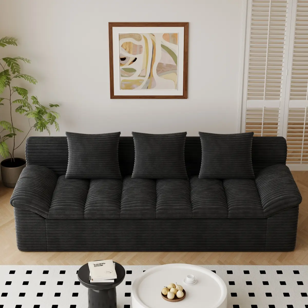 71" 3Setaser Sofa,Corduroy Fabric,Deep Seat Couches,Comfy Loveseat Sofa,No Assembly,1pcs for Living room, Bedroom,Conference room ,Apartment