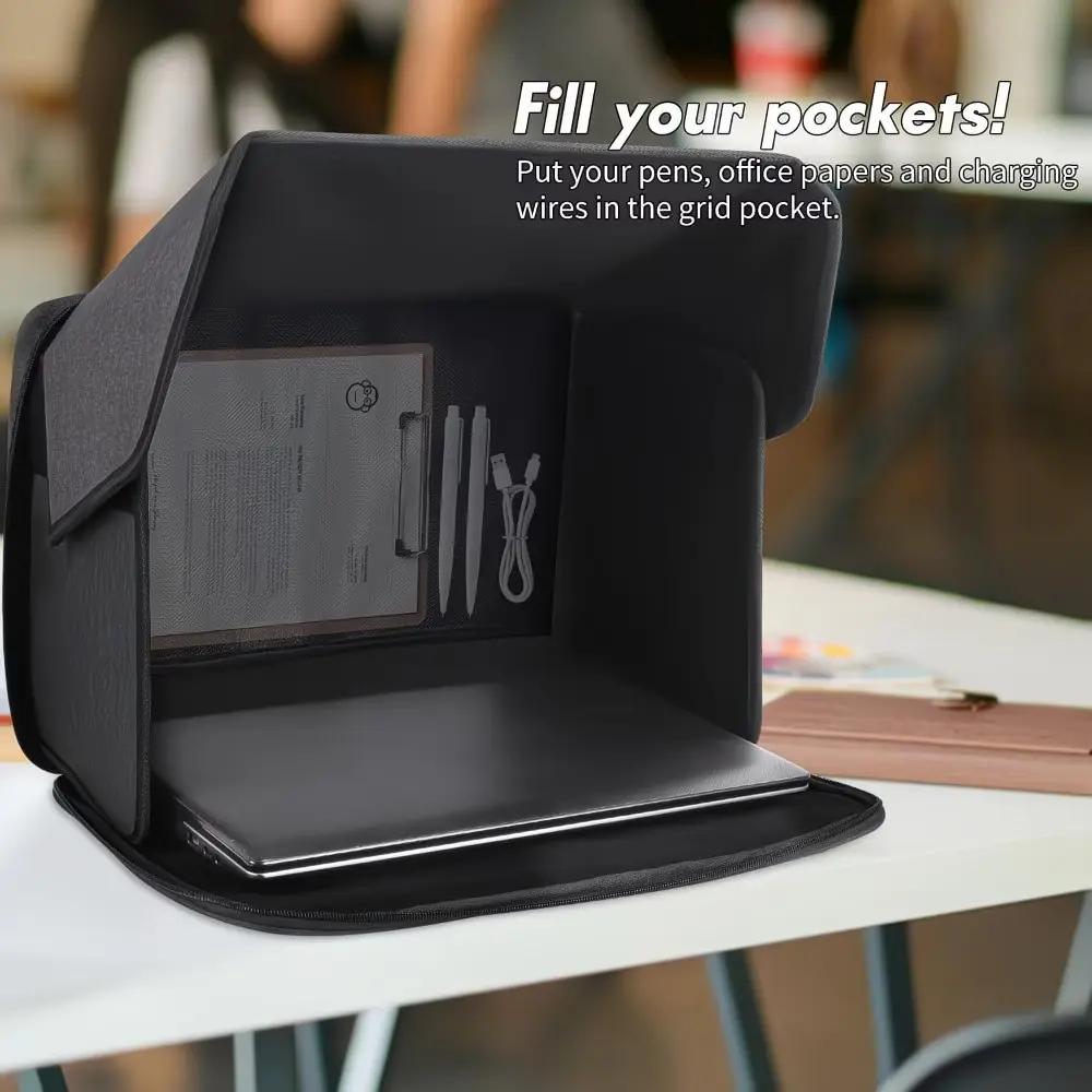 14-16 Inch Wear-Resistant Laptop Privacy Shield, Portable Foldable Sun Visor Block UV & Glare, Dustproof Computer Cover for Outdoor Working