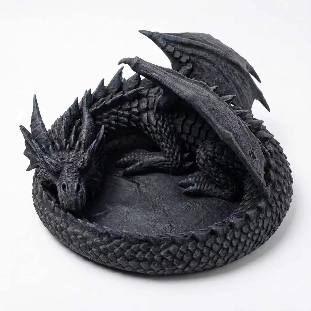 Dragon Jewelry Tray, Fantasy Dragon Guardian Sculpture, Creative Ring Dish & Jewelry Organizer, Gothic Desk Decor Ornament, Unique Collectible Gift for Dragon Lovers
