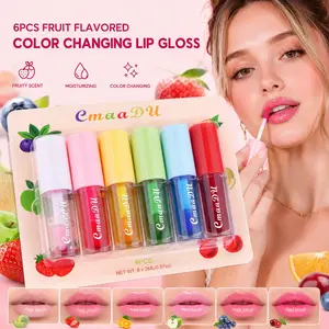 CmaaDu 6pcs Color Changing Lipstick & Lip Gloss Set, Fruity Flavor Moisturizing Lip Oil Repair Dry Lips Lighten Lip Lines