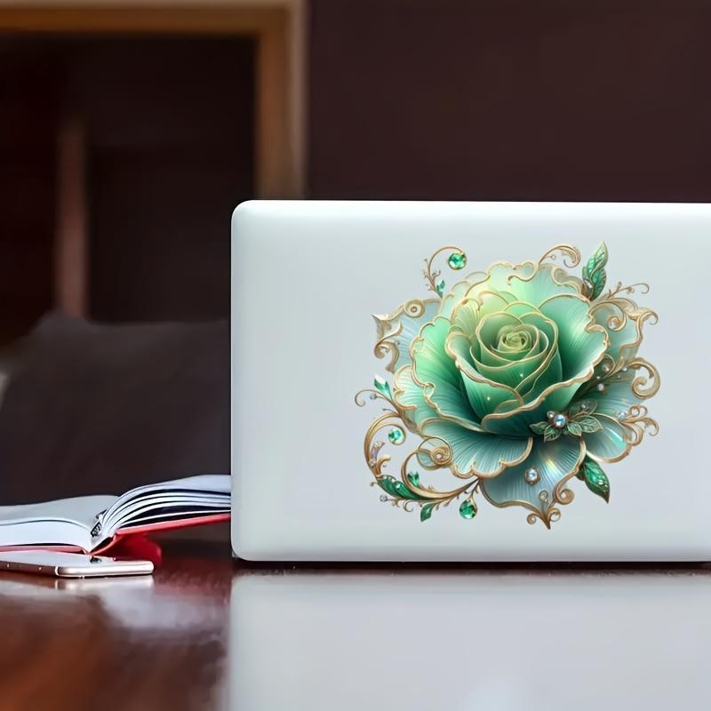 1 piece green rose, sticker, self-adhesive sticker, suitable for laptops, cars, motorcycles, protection, door decoration