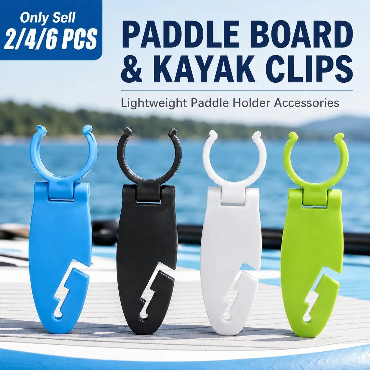 2/4/6PCS Paddle Board & Kayak Clips, Stable Paddle Holders for Kayaks Paddle Board Accessories, Universal Paddle Fixing Clamps, Easy Installation, Secure Oar Storage for Stand Up Paddleboards, Canoes and Inflatable Boats
