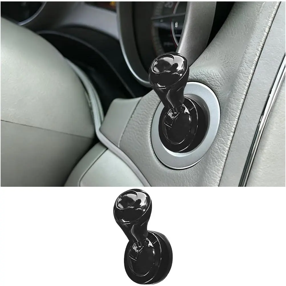 Premium Texture Car Push Start Button Joystick - Cool Alloy Engine Ignition Cover, Adhesive Interior Starter Stop Protection Decor, Glossy Refined Surface, Sleek Pull-Rod Design, Rust Prevention, Universal for Van/Truck/SUV (Black, 2.76" Height, id: 1.1")