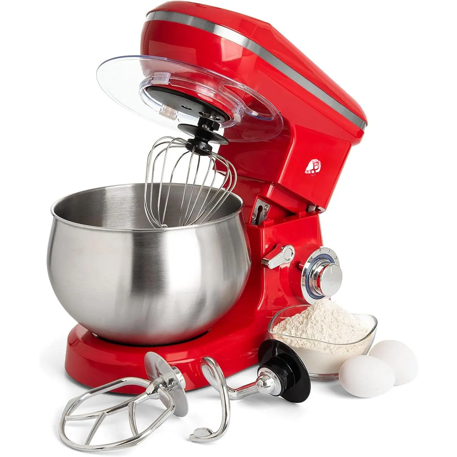 Stand Mixer, 6 Speed Electric Mixer With 5.5 Quart Stainless Steel Mixing Bowl, Red  Kitchen Mixer With Dough Hook, Whisk, Beater  Baking Spatula, Classic  Mixer