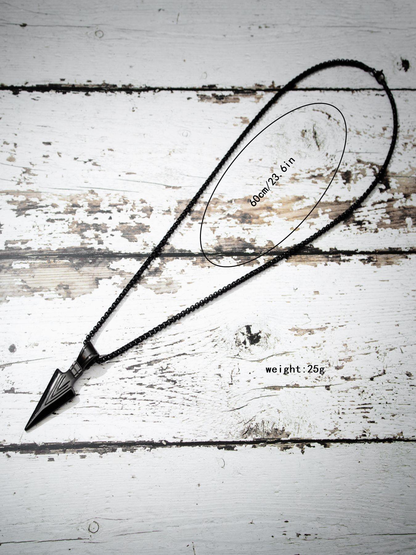 Punk Style Arrow Design Engraved Detail Pendant Necklace, Stainless Steel Jewelry for Party, Daily Clothing Decor, Trendy All-match & Exquisite Chain Jewelry for Birthday Gift